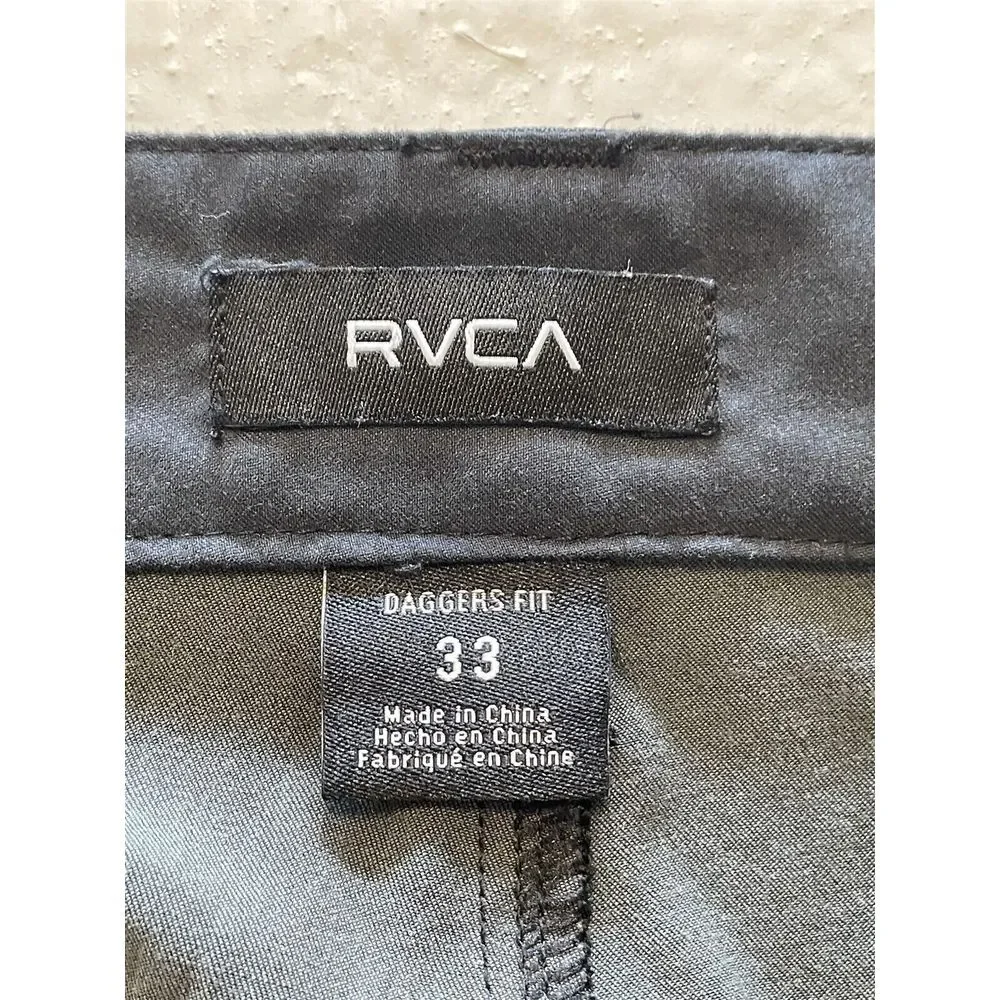 RVCA 34 x 32 Black Daggers‎ Tech Chino Pant Performance Zip Pocket AVYNP00128